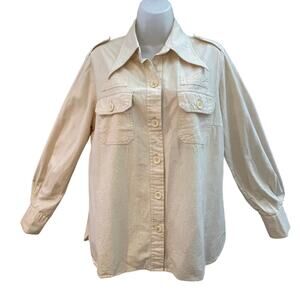 VINTAGE 70s Loubella Extendables Muslin Safari Shirt Size 16/17